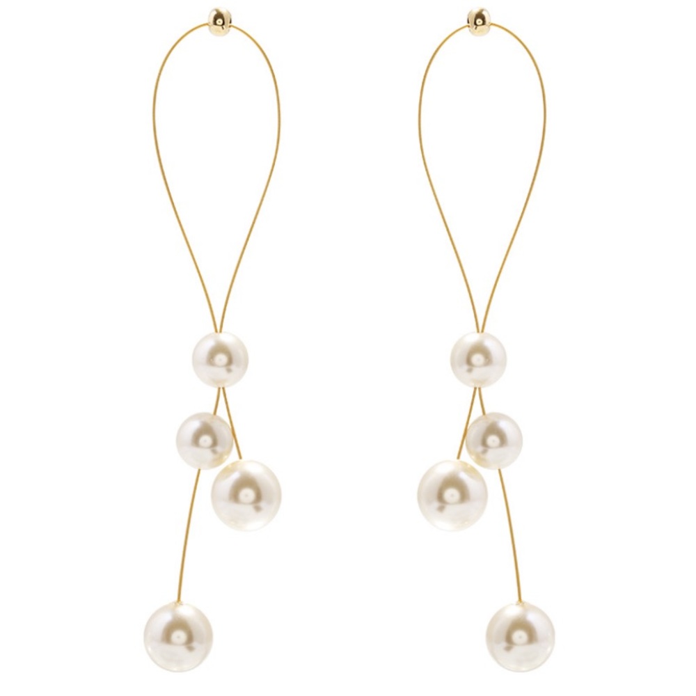 💙 Pearl Strings Earrings Sterling Silver - Picture 5 of 16